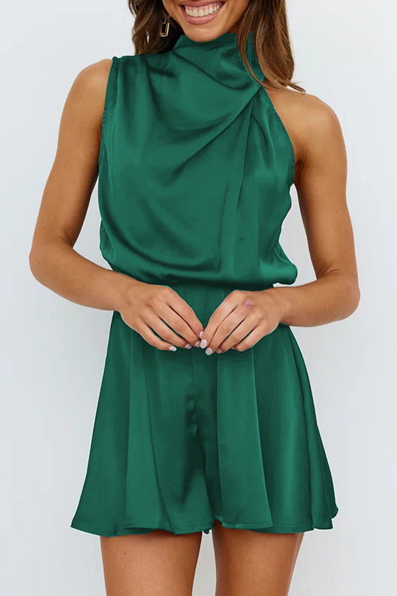 Valenzora | Elegant solid color folding halter overall