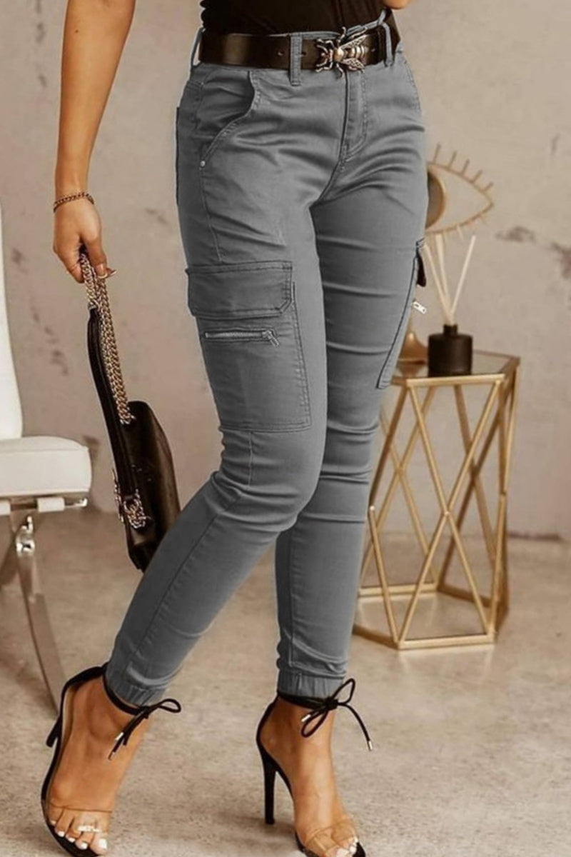 Valenzora | Casual solid color patchwork skinny mid-waist pencil pants - 3 colors
