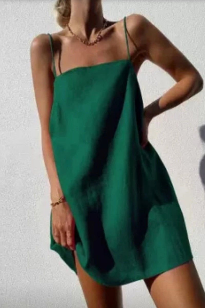 Valenzora | Casual solid color backless slip dresses