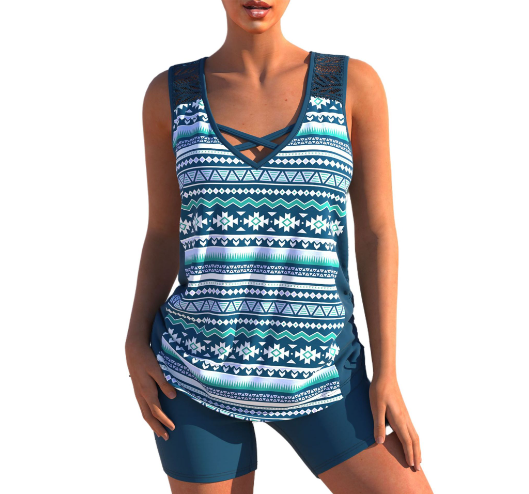 Valenzora Tankini Set | Sommerliches Tankini-Set mit geometrischem V-Ausschnitt