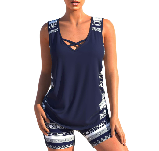 Valenzora Tankini Set | Sommerliches Tankini-Set mit geometrischem V-Ausschnitt
