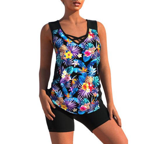 Valenzora Tankini Set | Sommerliches Tankini-Set mit geometrischem V-Ausschnitt