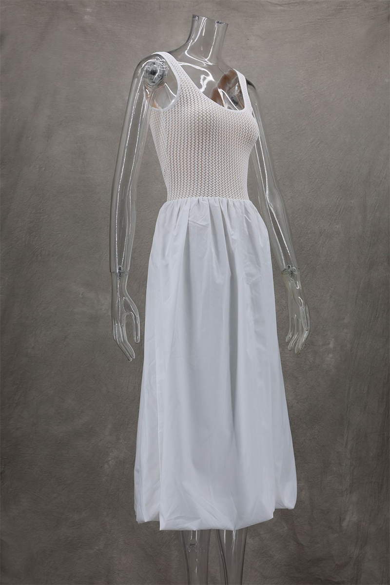 Valenzora | Casual solid-color patchwork U-neck sleeveless dresses