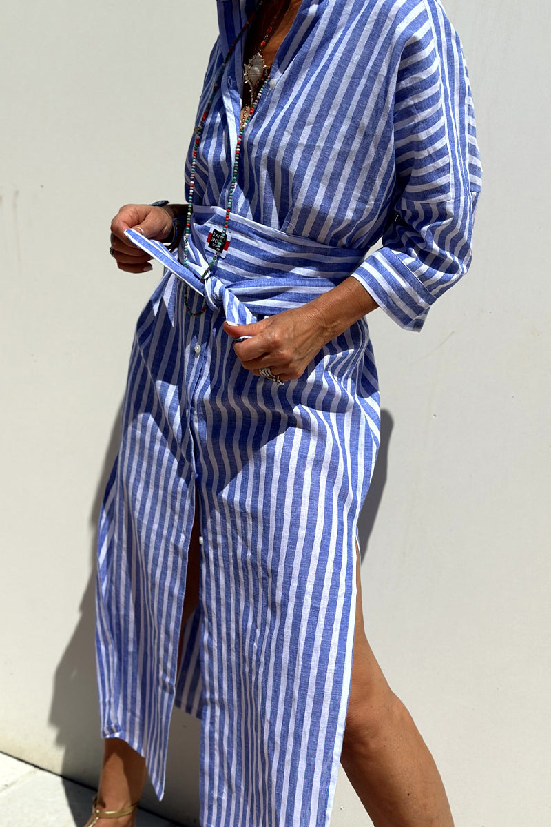 Valenzora | Casual checkered striped print button-up shirt dresses with belt and turn-down collar - 5 colours