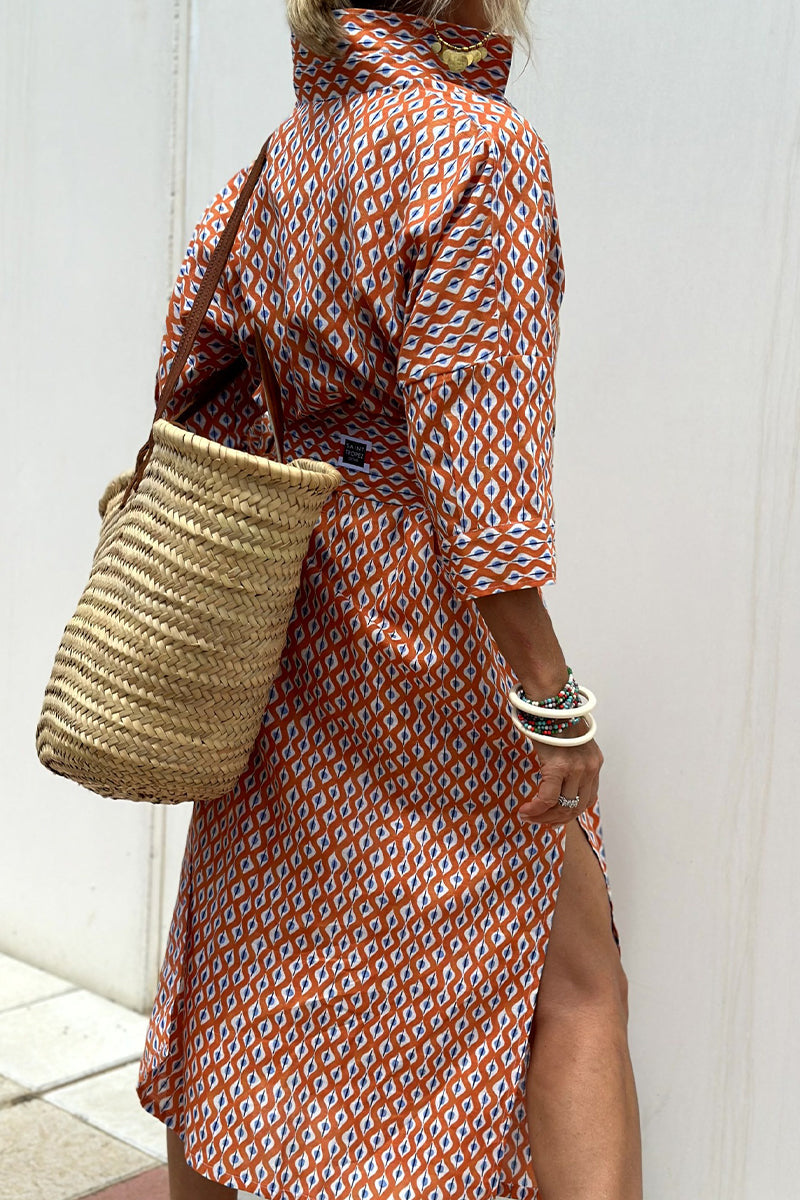 Valenzora | Casual checkered striped print button-up shirt dresses with belt and turn-down collar - 5 colours