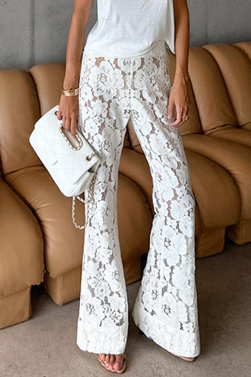 Valenzora | Sexy Lace Transparent Speakers Solid Color Pants