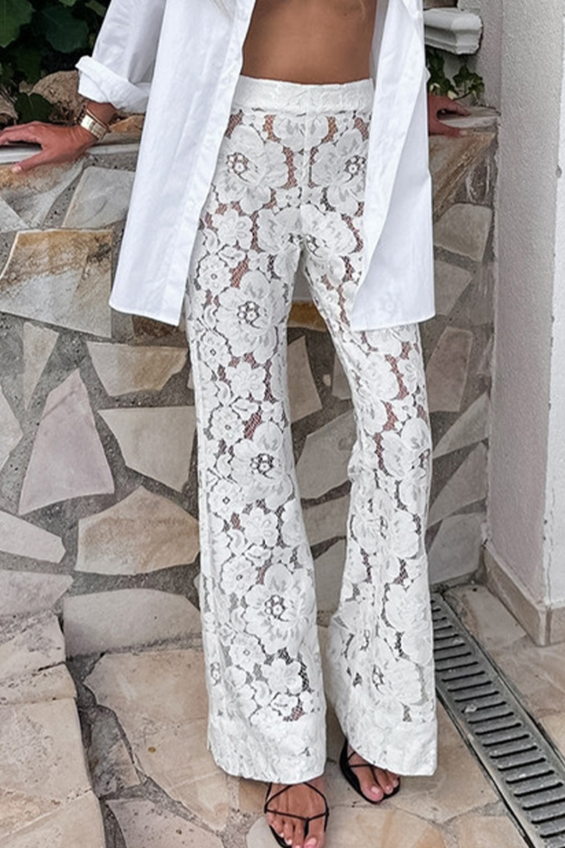 Valenzora | Sexy Lace Transparent Speakers Solid Color Pants