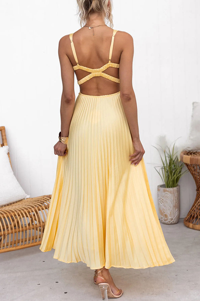Valenzora | Sexy Solid Color Foldable V-Neck Sleeveless Dresses
