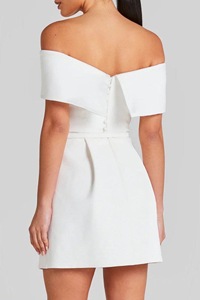 Valenzora | Sexy Solid Color Bag Lace-Up Off Shoulder A-Line Dresses - 3 Colors