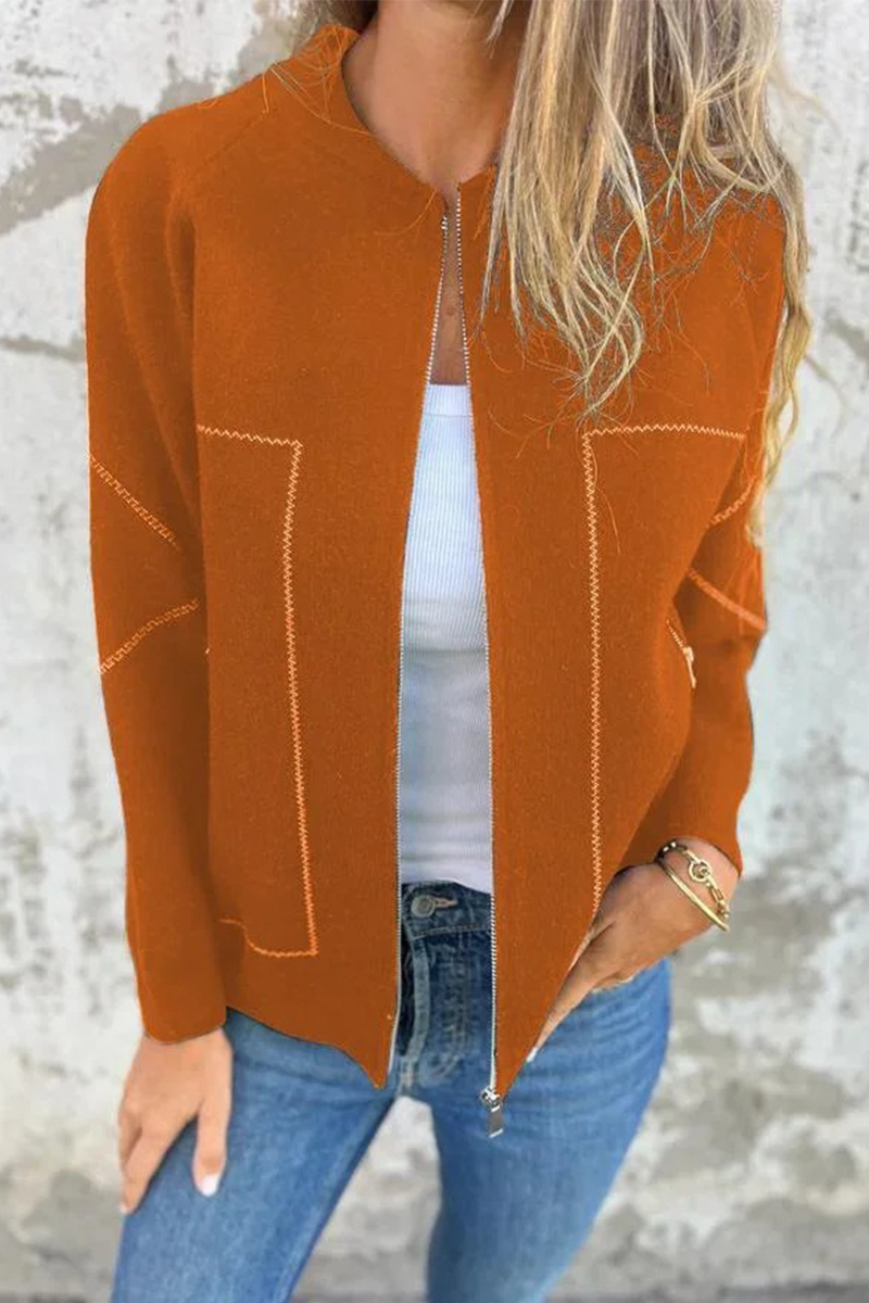 Valenzora | Casual everyday pocket patchwork zip-up O-neck outerwear - 8 colours