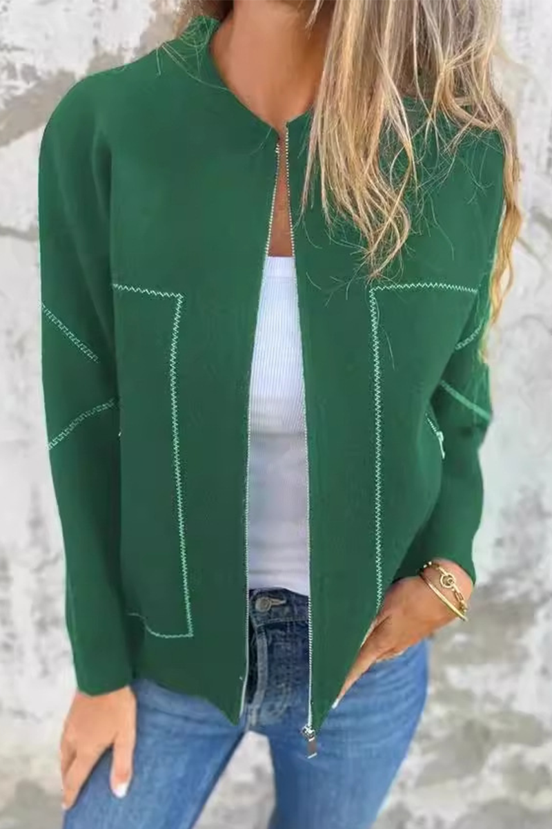 Valenzora | Casual everyday pocket patchwork zip-up O-neck outerwear - 8 colours
