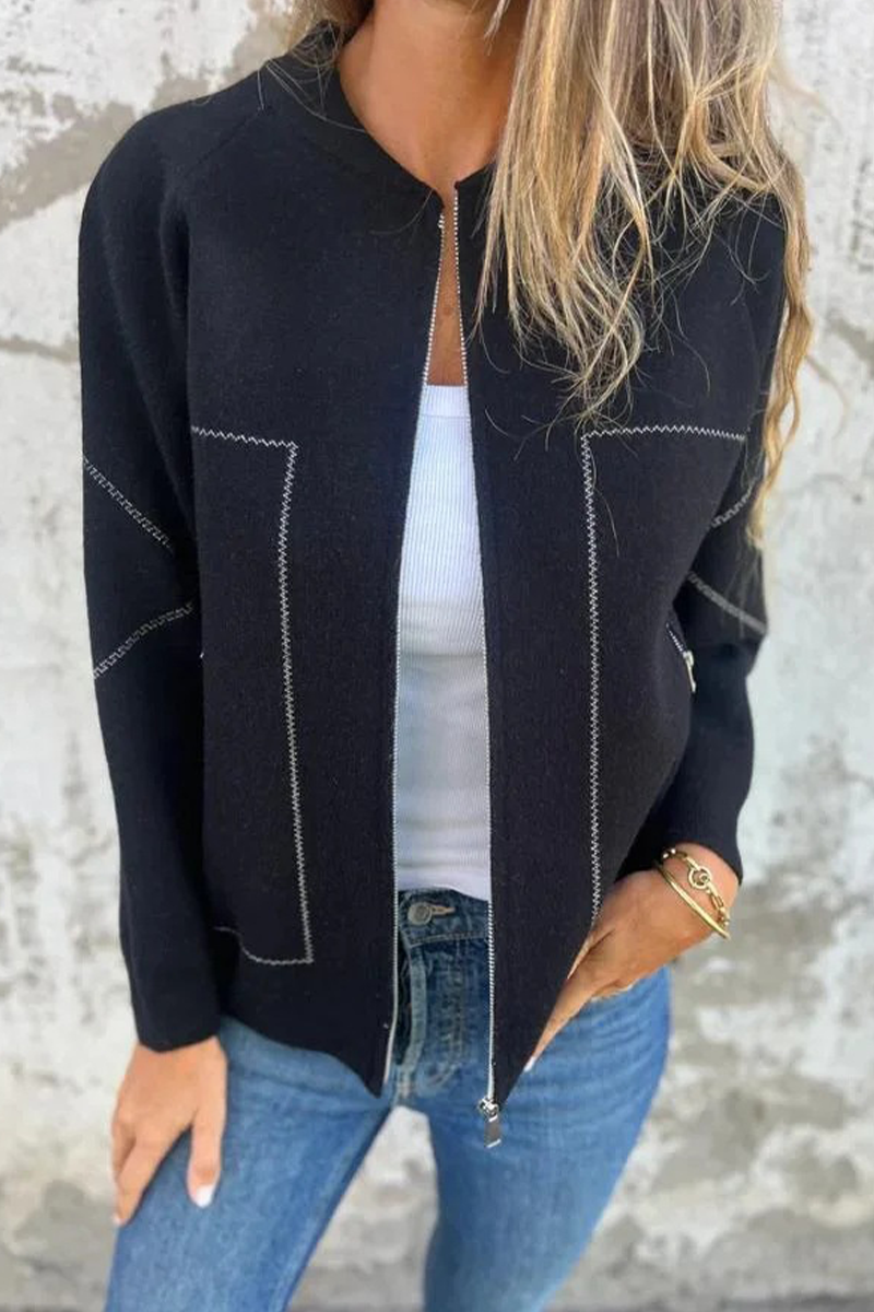 Valenzora | Casual everyday pocket patchwork zip-up O-neck outerwear - 8 colours