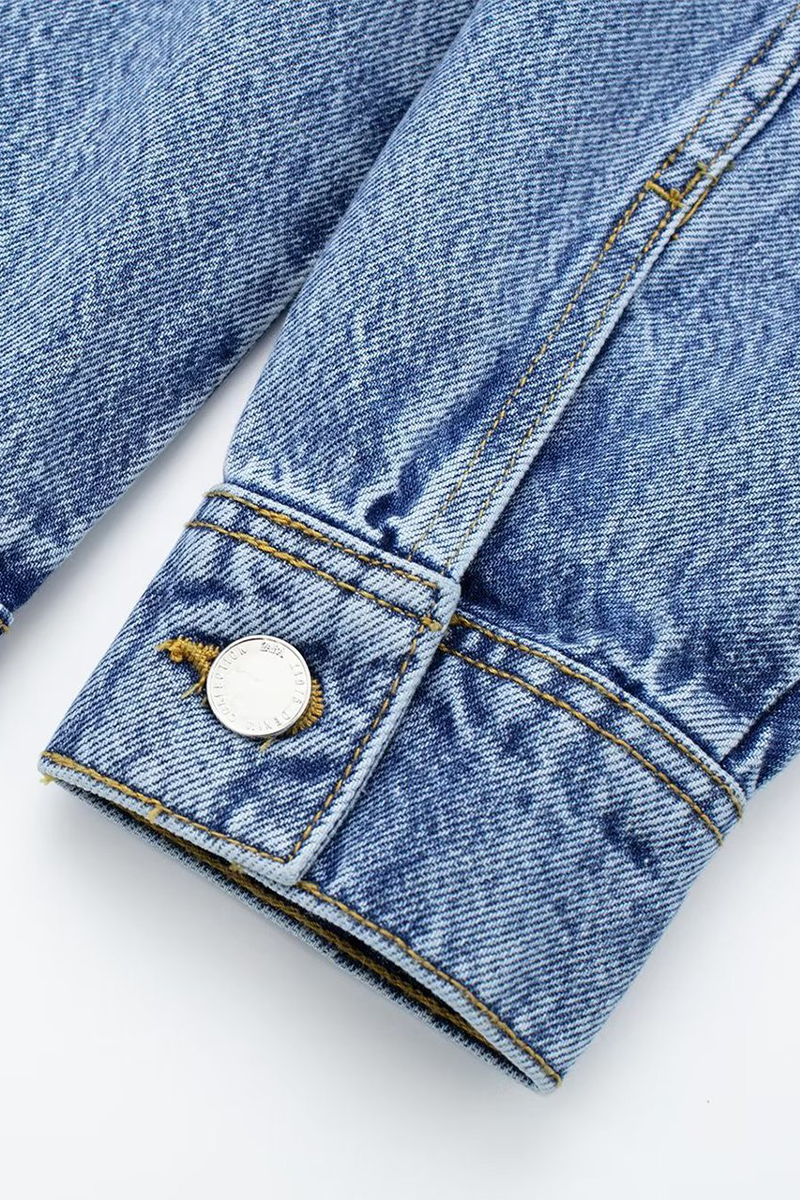 Valenzora | Casual Street Solid Color Pocket Button Turn-Down Collar Long Sleeves Loose Denim Overalls