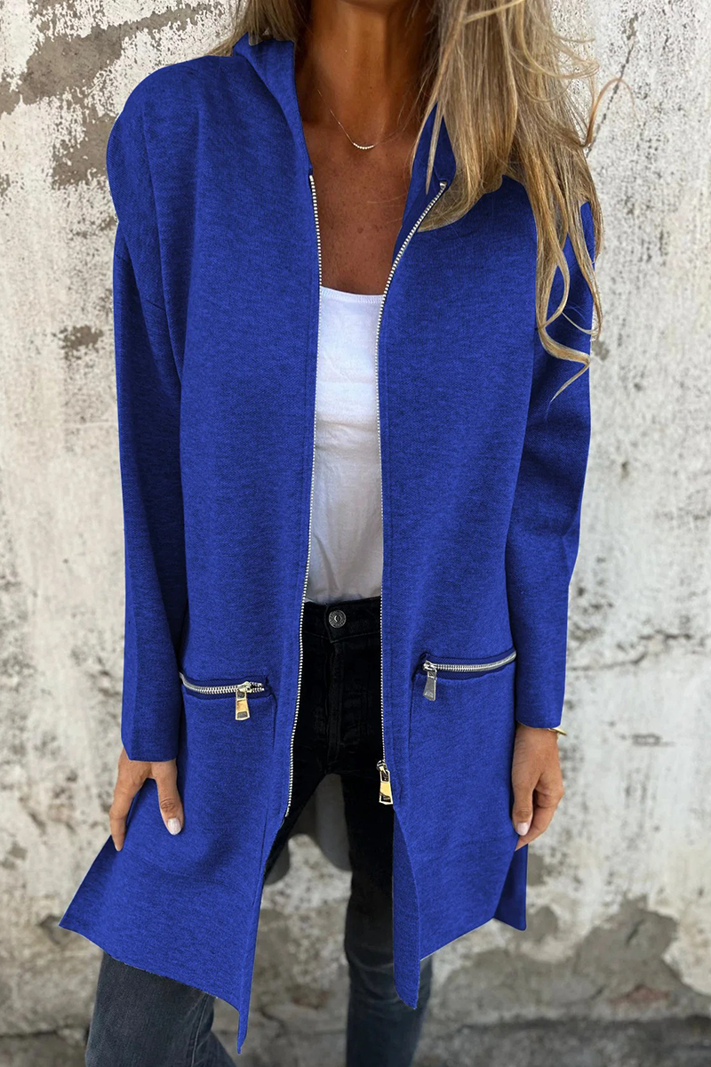 Valenzora | Casual everyday slit zip-up hooded outerwear - 9 colours