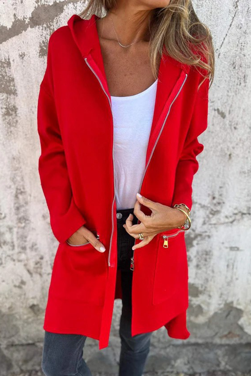 Valenzora | Casual everyday slit zip-up hooded outerwear - 9 colours