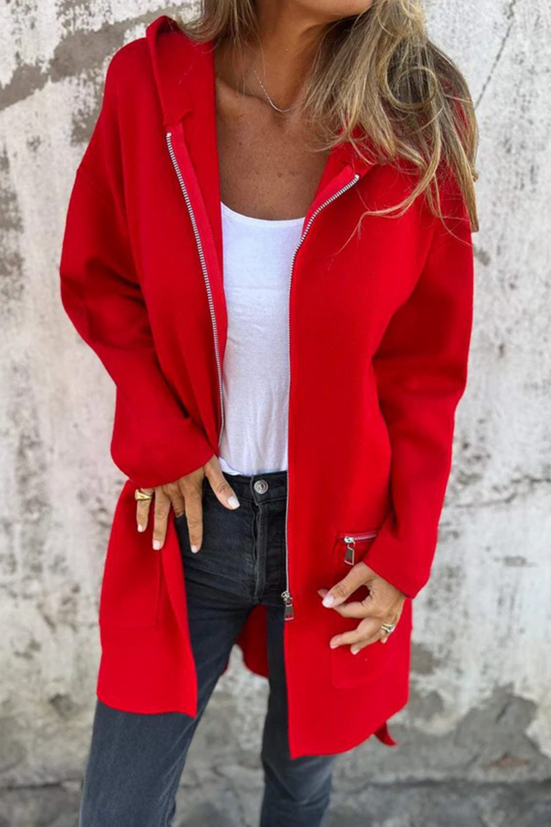 Valenzora | Casual everyday slit zip-up hooded outerwear - 9 colours