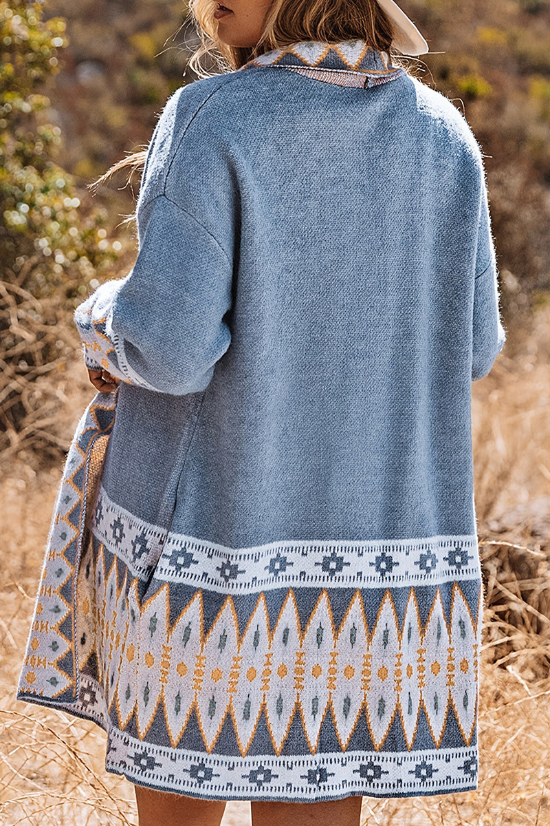 Valenzora | Casual Street Colorblock Pocket Weave Contrast Cardigan Collar Outerwear