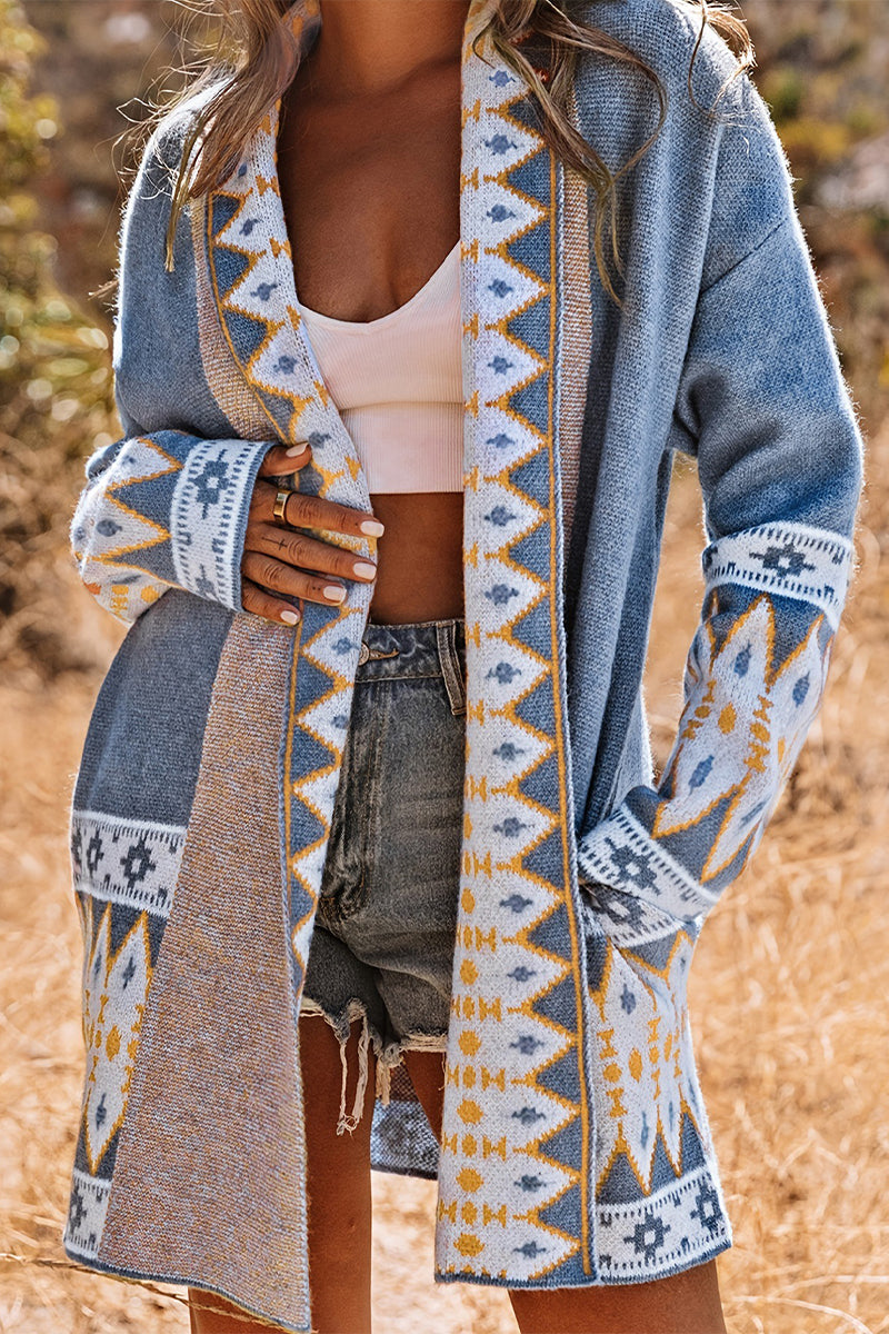 Valenzora | Casual Street Colorblock Pocket Weave Contrast Cardigan Collar Outerwear