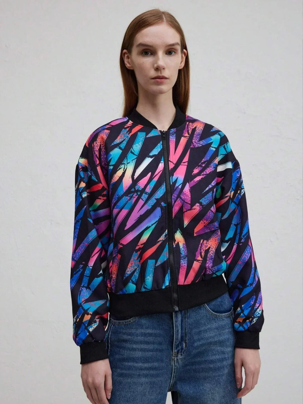 Valenzora | Herbst Winter Freizeit-Jacke mit Print