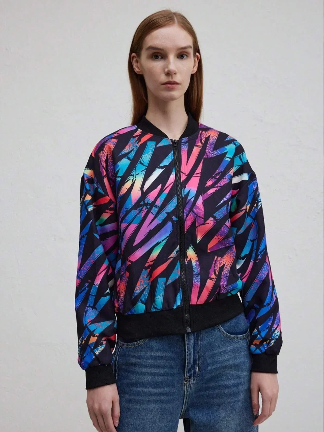 Valenzora | Herbst Winter Freizeit-Jacke mit Print