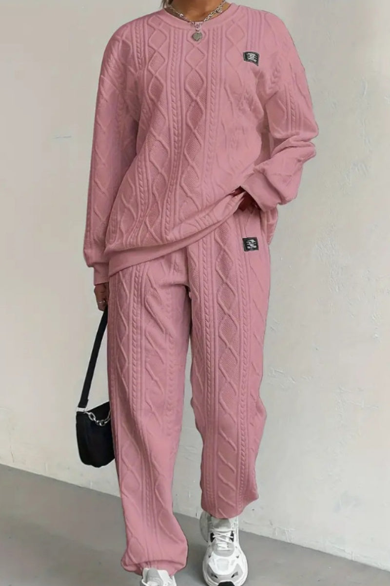 Valenzora | Casual Basic O-Neck Long Sleeve Two-Piece Set - 7 Colors