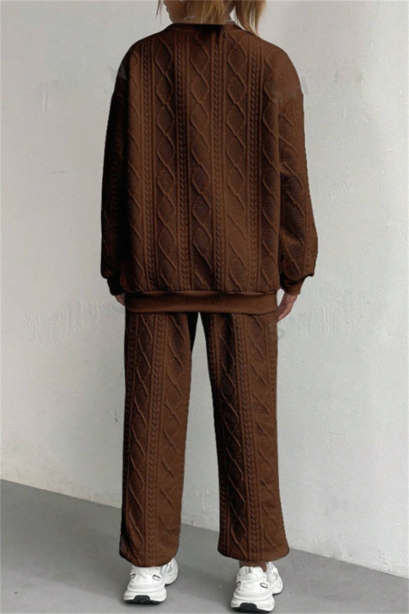 Valenzora | Casual Basic O-Neck Long Sleeve Two-Piece Set - 7 Colors