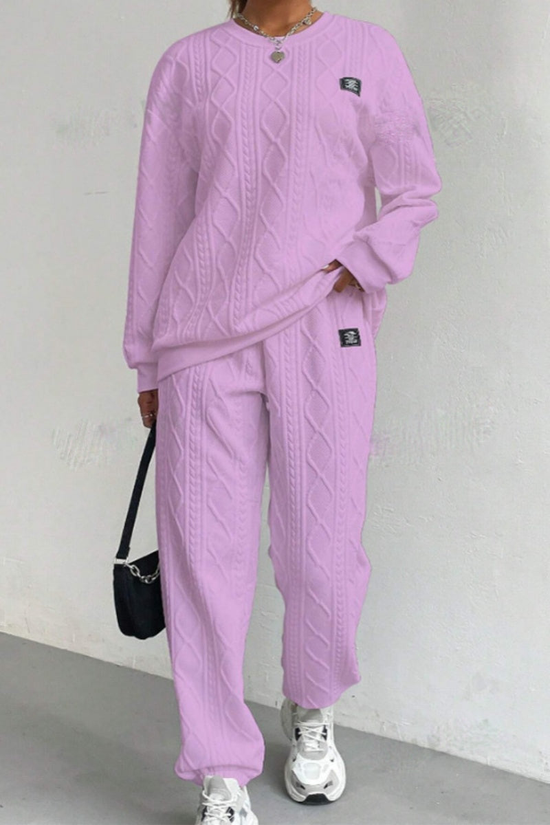 Valenzora | Casual Basic O-Neck Long Sleeve Two-Piece Set - 7 Colors