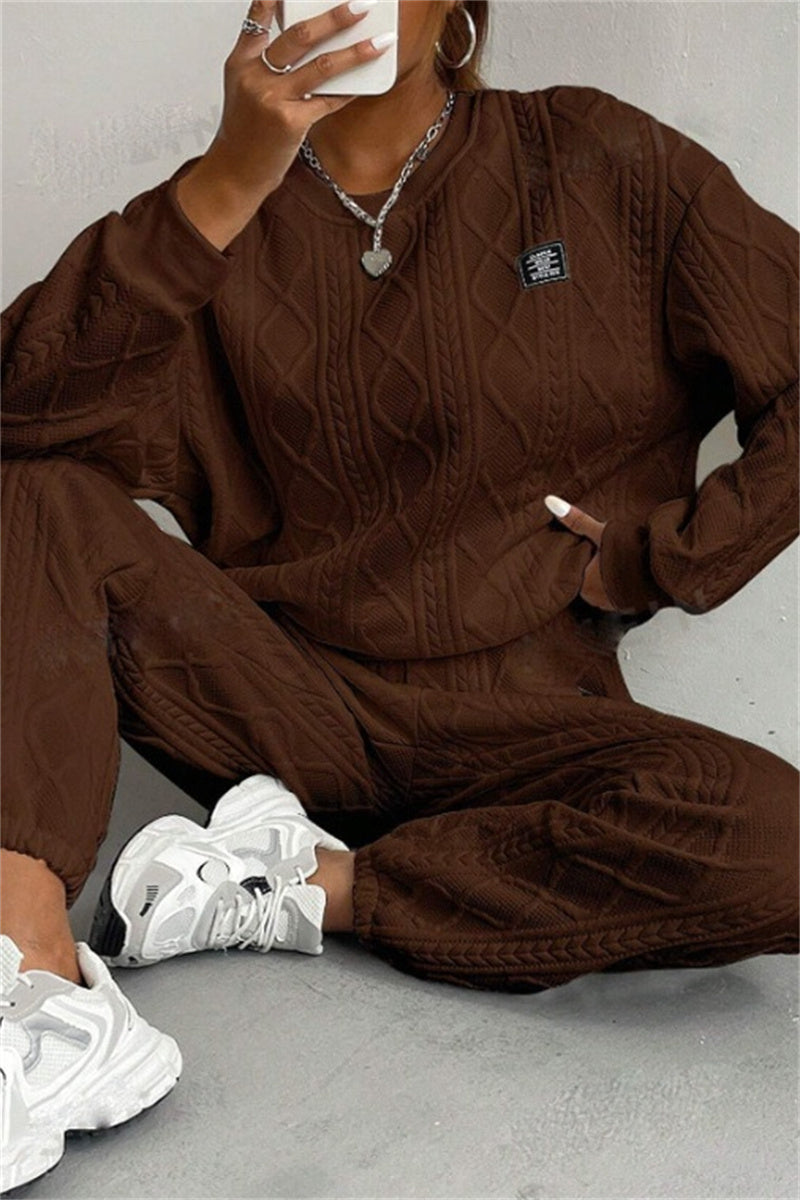 Valenzora | Casual Basic O-Neck Long Sleeve Two-Piece Set - 7 Colors