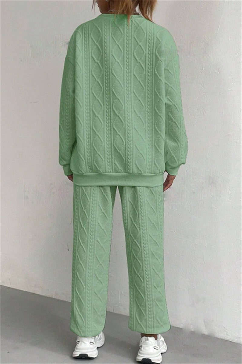 Valenzora | Casual Basic O-Neck Long Sleeve Two-Piece Set - 7 Colors