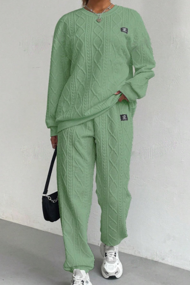 Valenzora | Casual Basic O-Neck Long Sleeve Two-Piece Set - 7 Colors