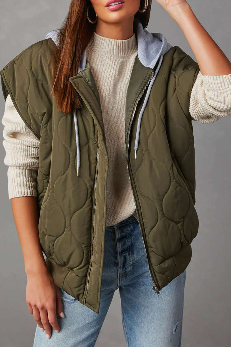 Valenzora | Casual zip-up contrast hooded vests