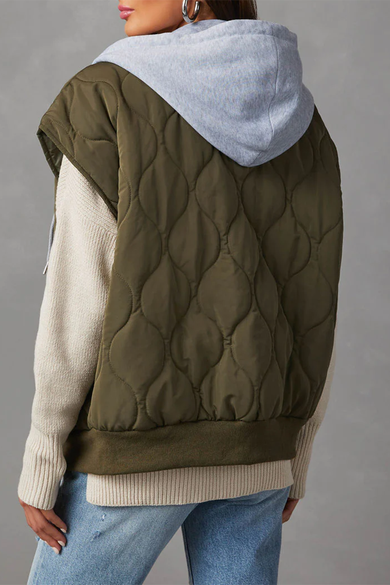 Valenzora | Casual zip-up contrast hooded vests