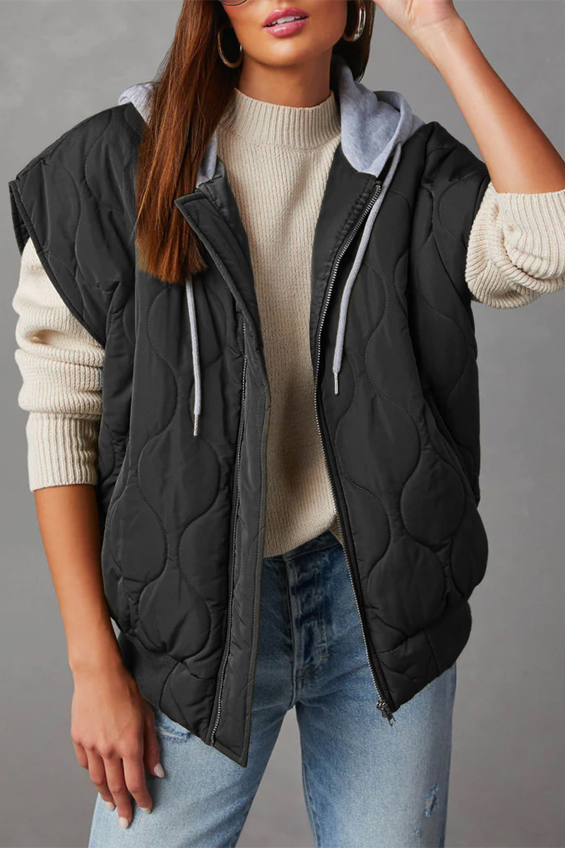 Valenzora | Casual zip-up contrast hooded vests