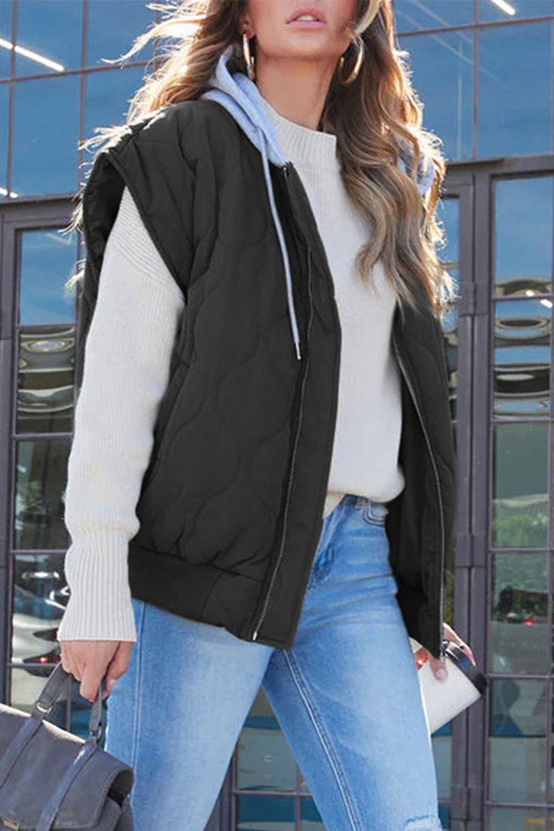Valenzora | Casual zip-up contrast hooded vests