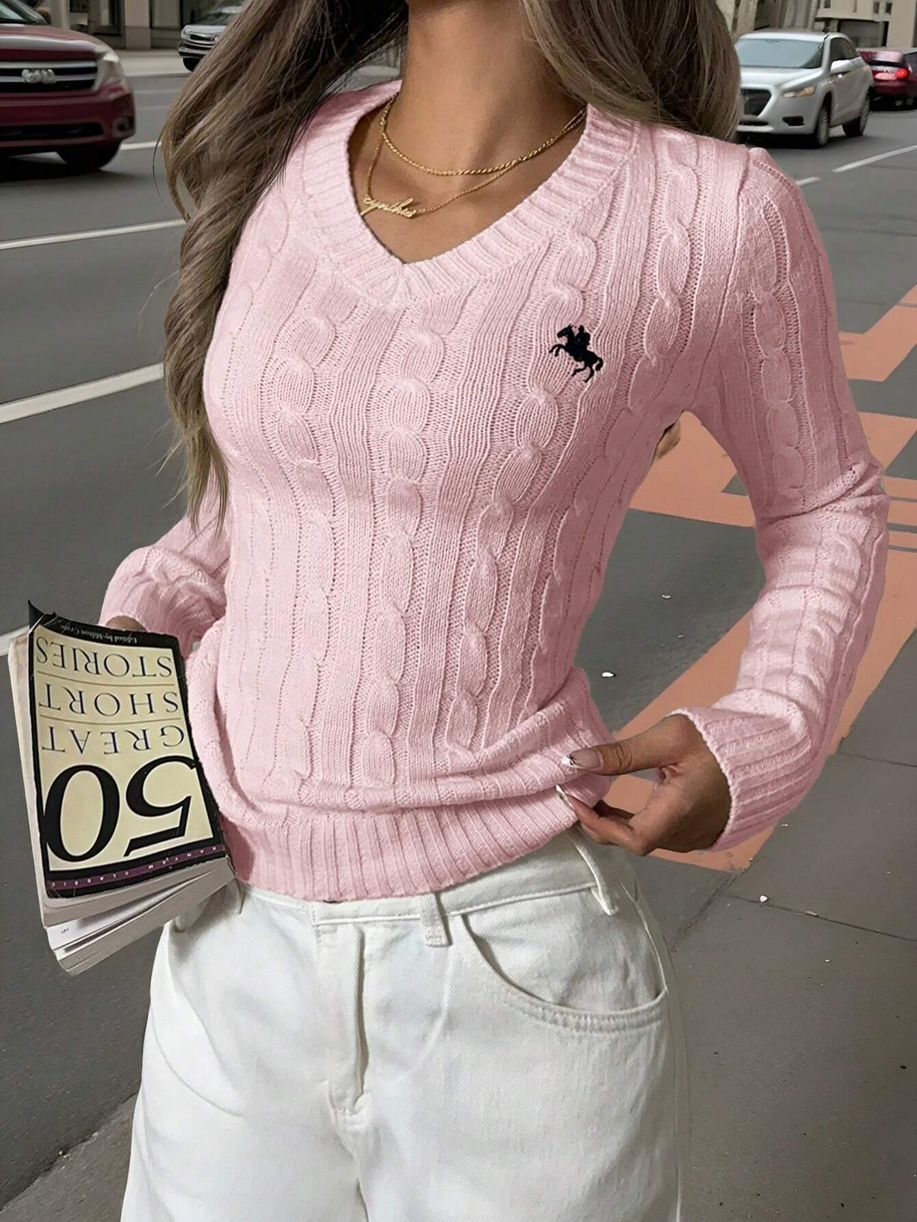 Valenzora | Lace-up knitted V-neck sweater for women