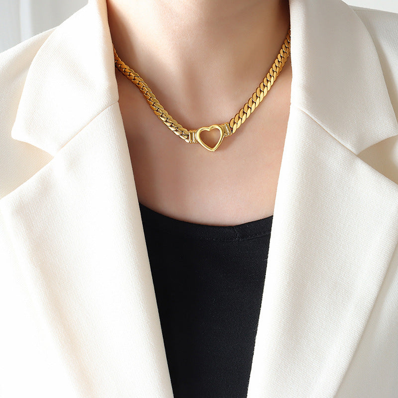 Valenzora | Small Heart Necklace Titanium Steel Hole