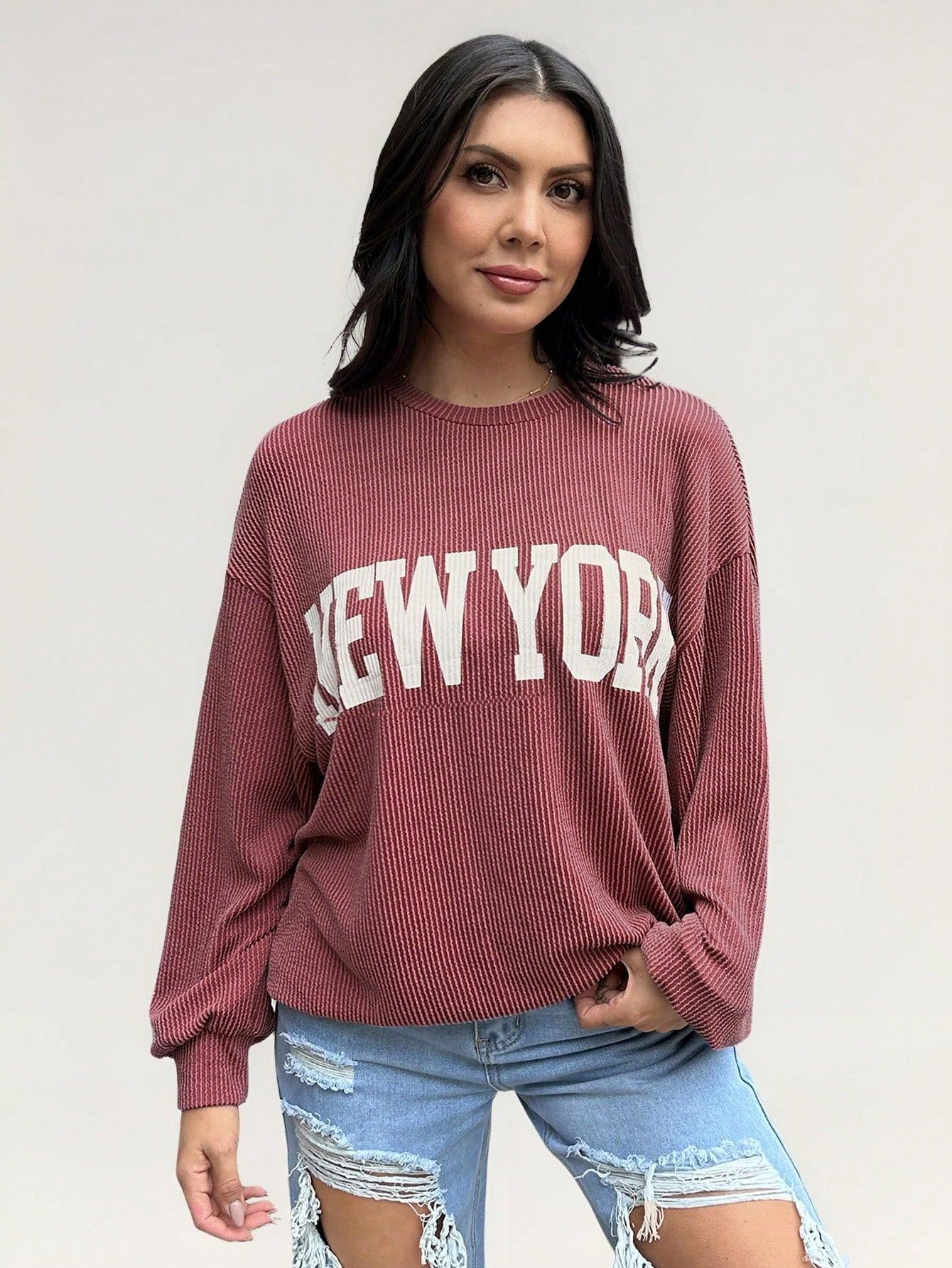 Valenzora | Striped sweatshirt with pink details for women