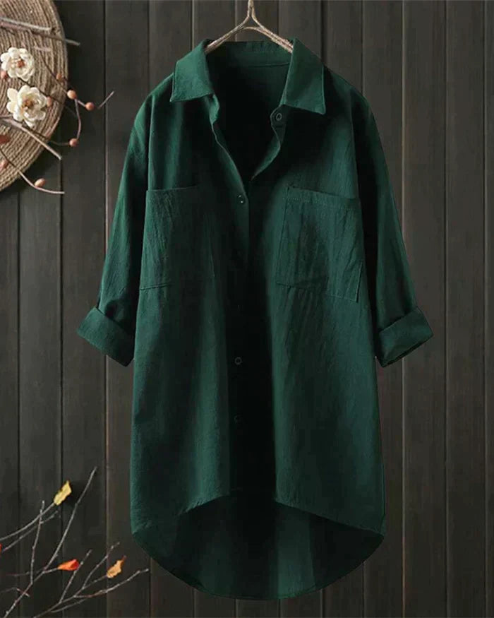Valenzora | Linen shirt with long sleeves and button placket for spring
