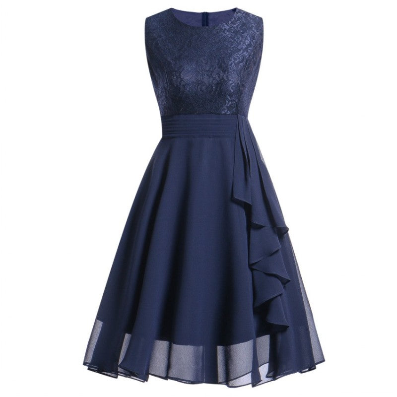 Valenzora | Elegant dress with short sleeves, sequins and ruffles