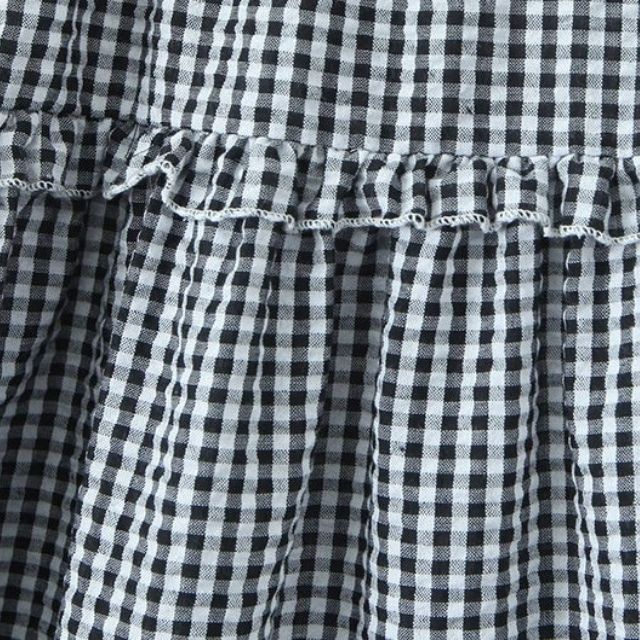 Valenzora | Gestufter Midirock aus Gingham mit Rüschen