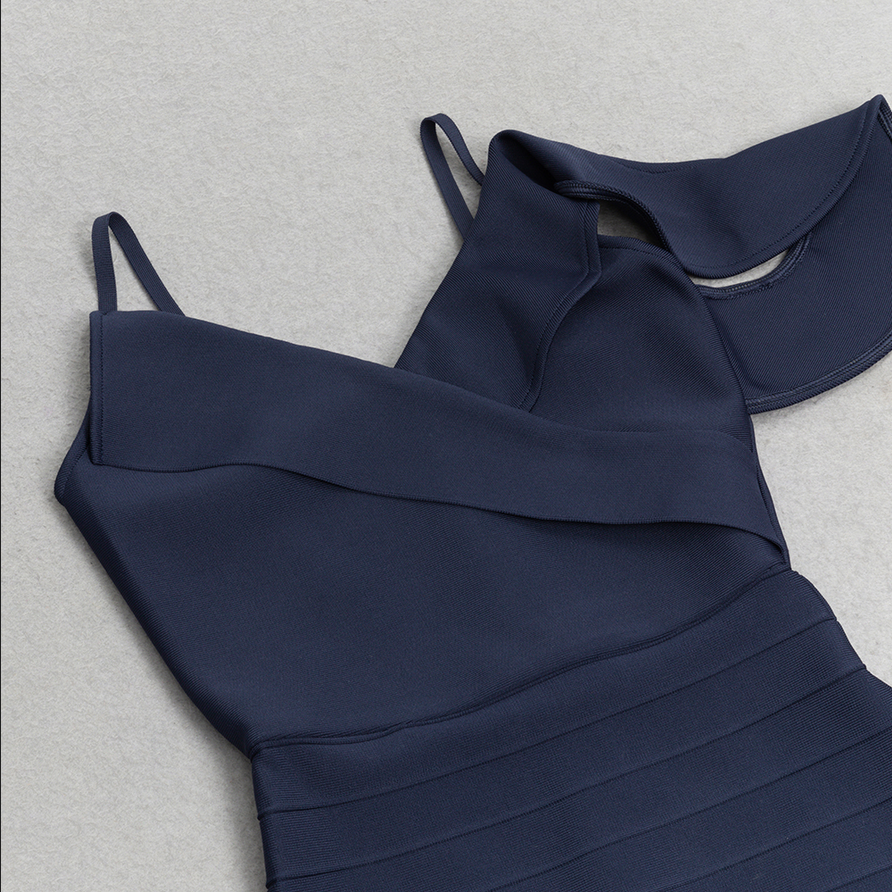 Midikleid mit umklappbarem Bund | Blau