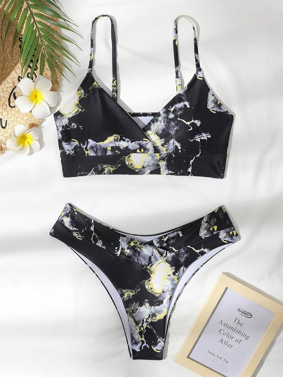 Valenzora Bikini | Elegant bikini with marble print