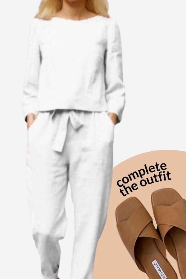 Valenzora SOLID COLOUR LINEN TWO-PIECE SET