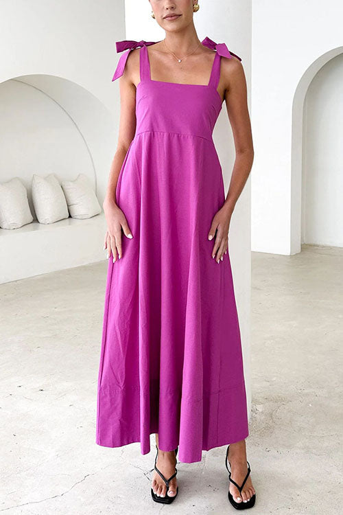Valenzora | Rosiedress Bow Shoulder Empire Waist Swing Maxi Cami Dress