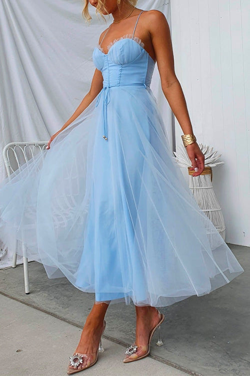 Valenzora | Rosiedress Open Back Fitted Swing Maxi Cami Tulle Dress