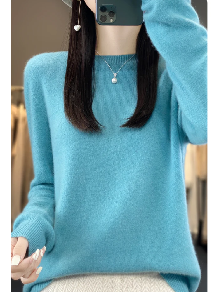 Valenzora | Women's Cashmere Sweater, Round Neck, Soft and Elegant Knit Sweater