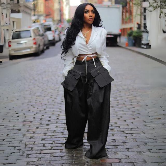 Valenzora | High-Waist Cargo Hose mit Gürteldetail
