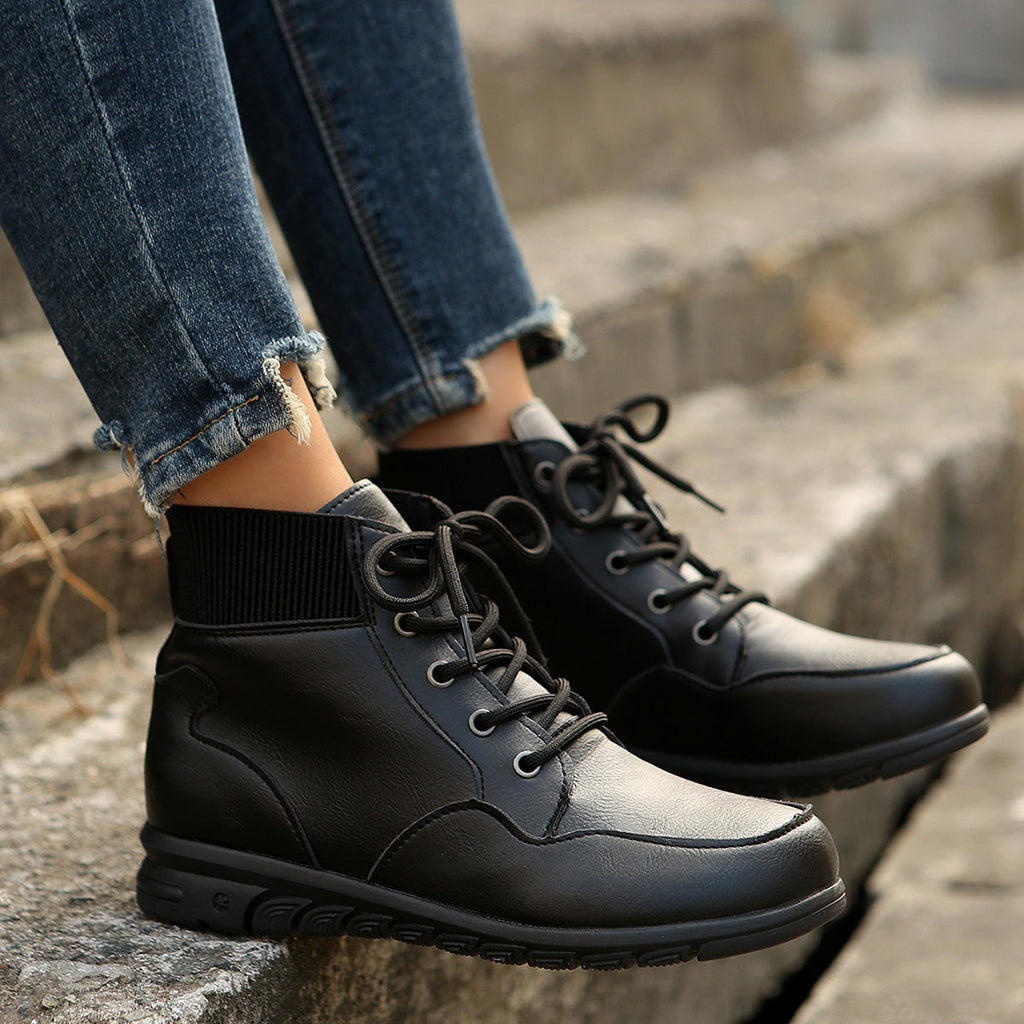 Valenzora | Damen-Schnürstiefel - Robuste Stiefeletten mit elastischem Bund und rutschfester Sohle