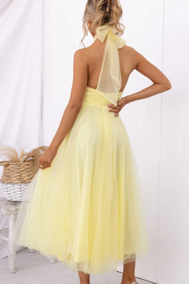 Valenzora | Halter Tulle Midi Dress