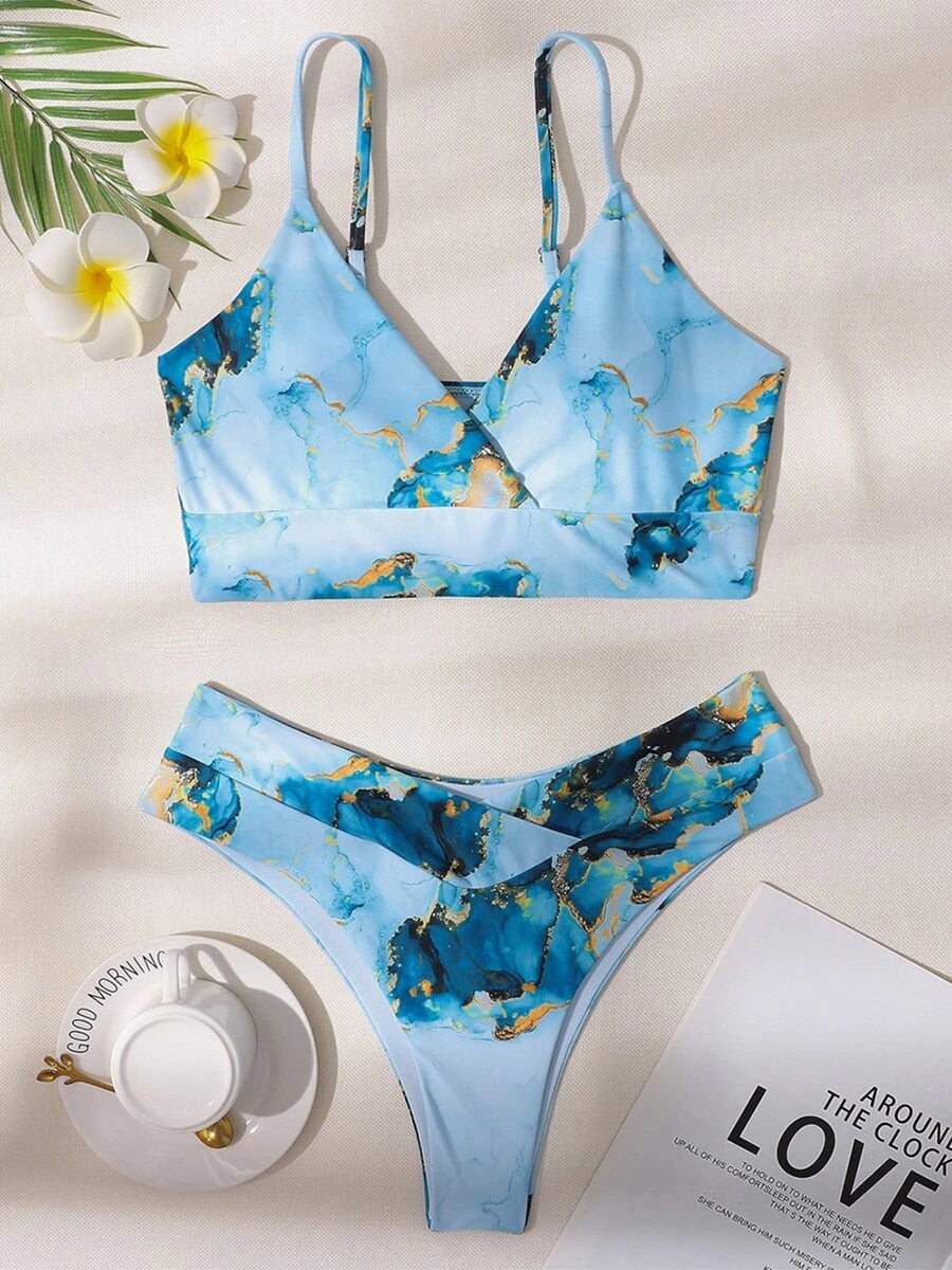 Valenzora Bikini | Elegant bikini with marble print